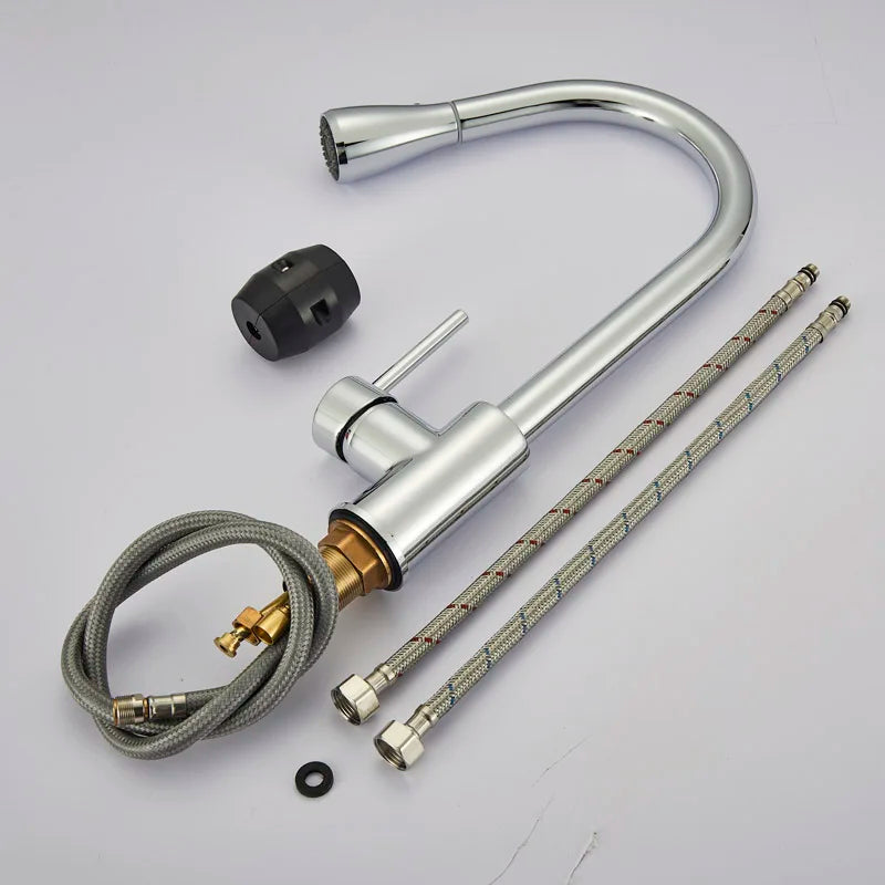 2 in 1 Spout Pull Out Single Handle Kitchen Sink Faucet