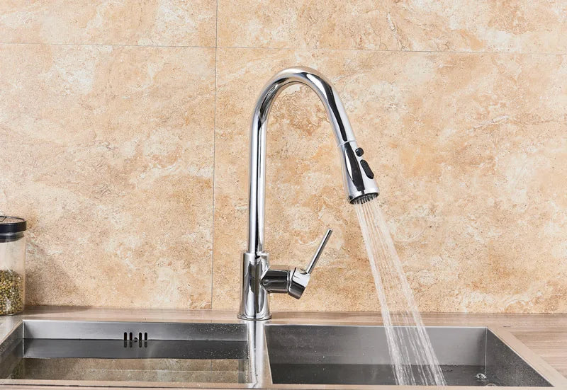 2 in 1 Spout Pull Out Single Handle Kitchen Sink Faucet