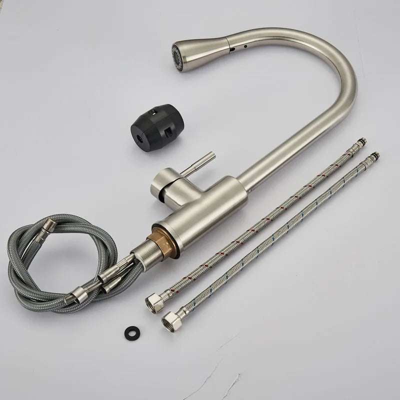 2 in 1 Spout Pull Out Single Handle Kitchen Sink Faucet
