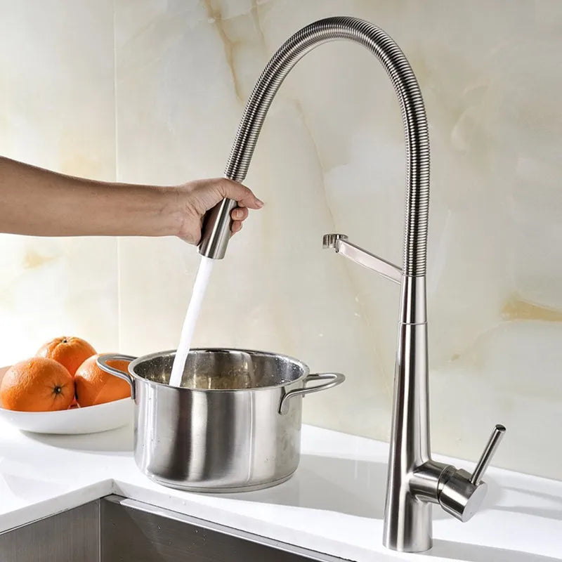 Swivel Spring Spout Pull Down 2 Function Sprayer Sink Faucet