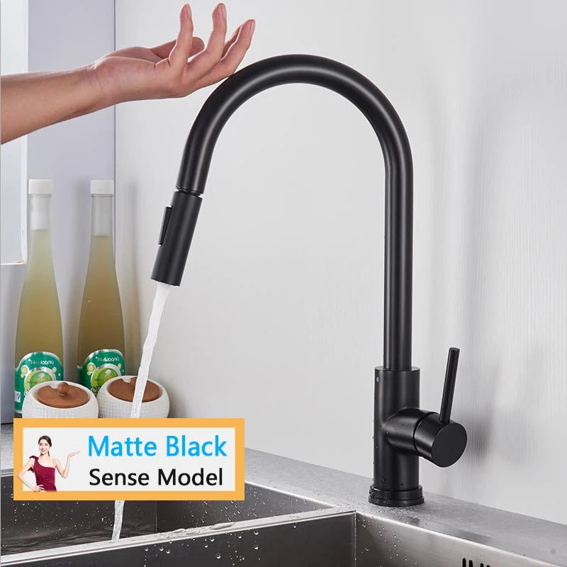 Extendable Touch Pull Out Sensor 360 Rotation Kitchen Faucet