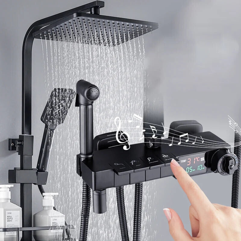 Luxury Piano Digital Shower Set Rainfall Shower Head