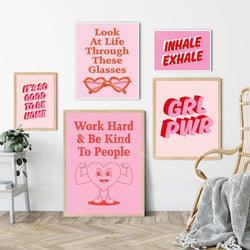 Pink Wall Pictures With Inspirational Messages, Decoration