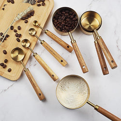Stainless Steel Measuring Spoon Set With Wooden Handle