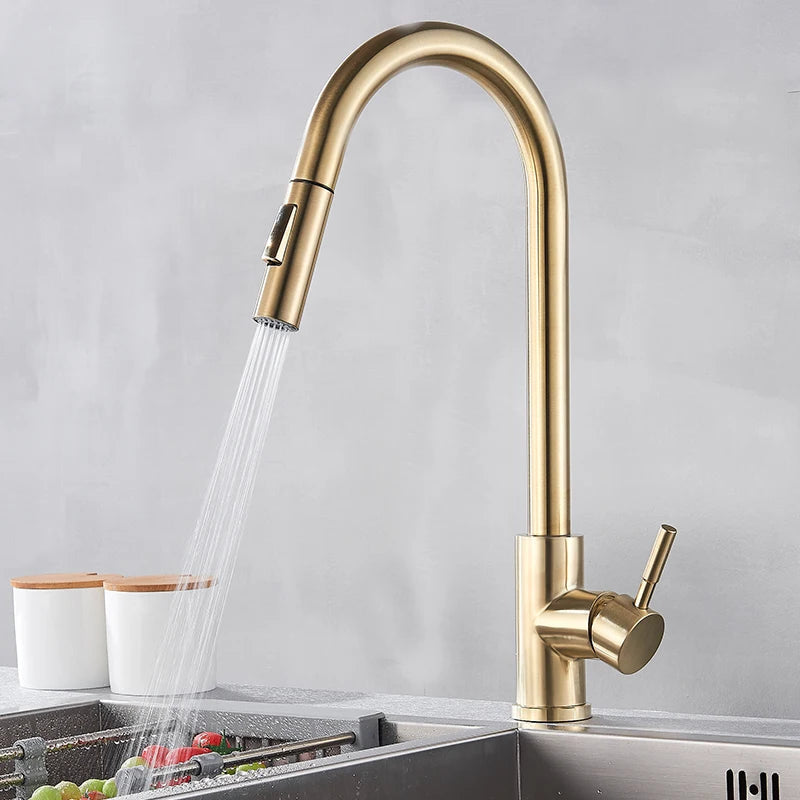 Extendable Touch Pull Out Sensor 360 Rotation Kitchen Faucet