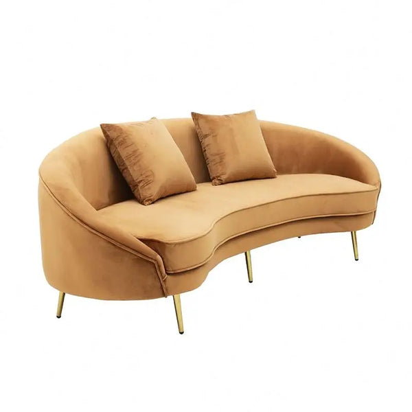 Modern Large Yellow Velvet Loveseat Sofa for Living Room