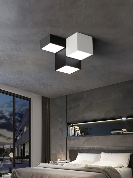 Square Contrast Colors Hanging Ceiling Lamp
