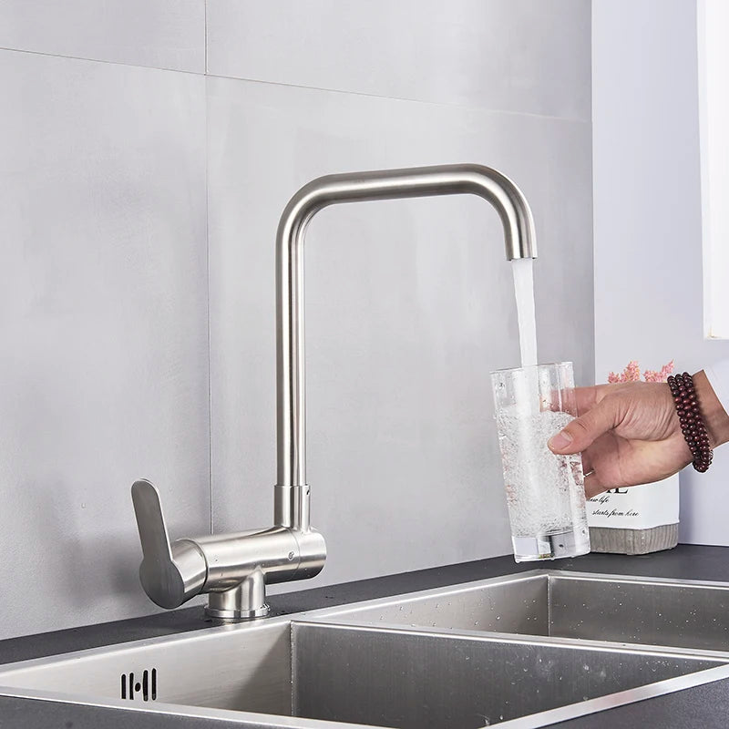 360° Rotation Folding Down Single Hole Sink Faucet