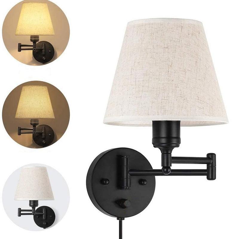 Plug-in Wall Sconce Set Of 2 Wall Lamp With Plug-in Cord And Fabric Shade Easy To Install Wall Lamp With Universal Holder Fo