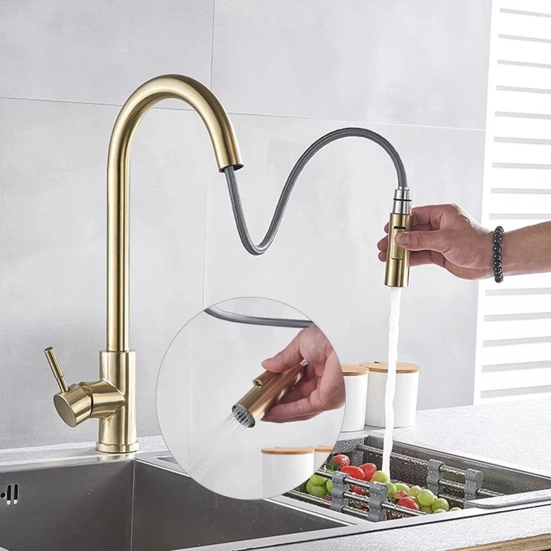 Smart Touch Pull Out Spray 360 Rotation Kitchen Faucet