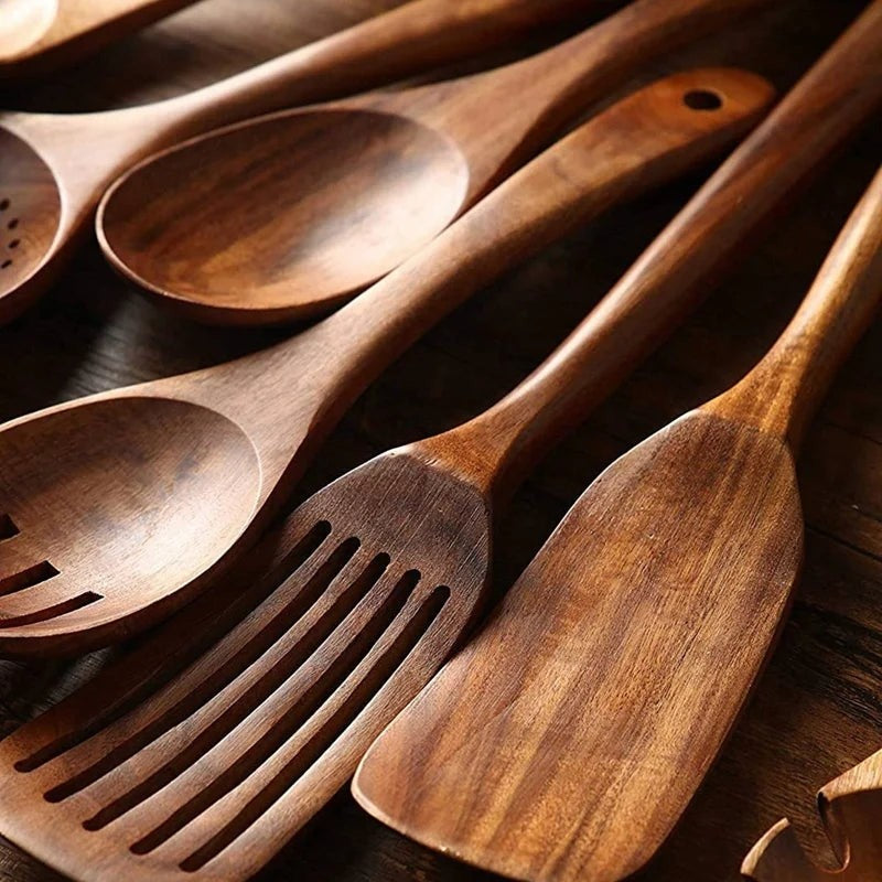 Wooden Utensils Spatulas and Different Styles of Spoons