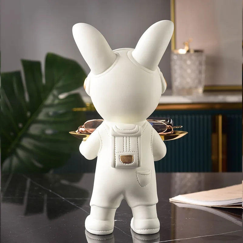 Rabbit Butler Space Suit Key Holder Resin Sculpture