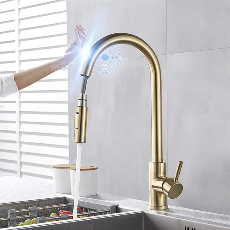 Smart Touch Pull Out Spray 360 Rotation Kitchen Faucet