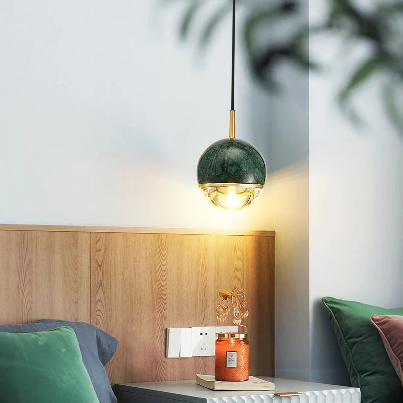 Nordic Chandelier  Modern Minimalist Marble Copper Lamp