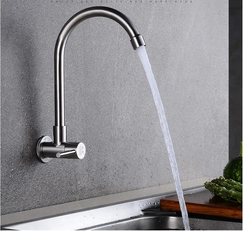 Wall Mounted Stream Sprayer Flexible Hose Kitchen Faucet