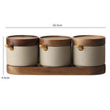 Spices Ceramic And Wooden Organizer Jars