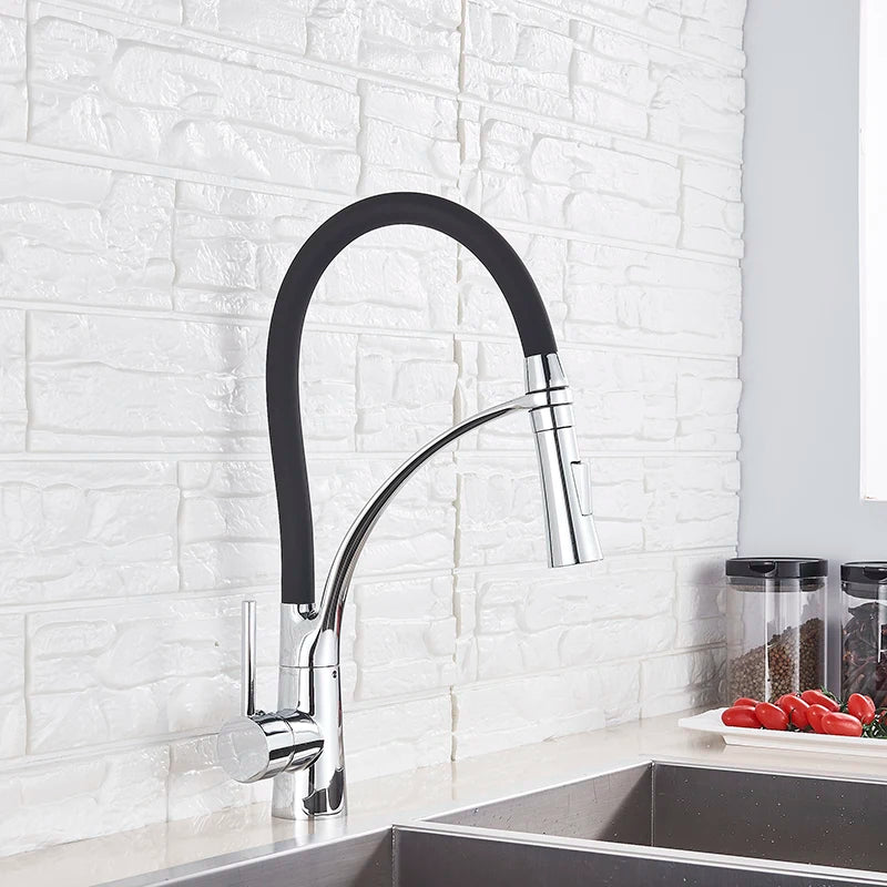 Single Handle 360 Rotate Pull Out Spray Sink Faucet