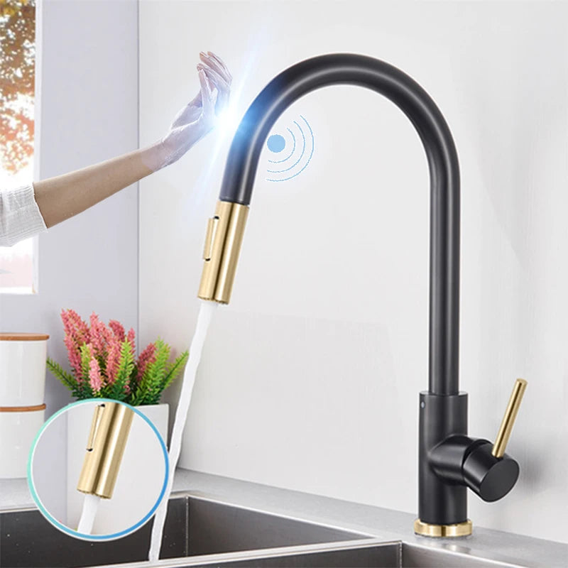 Smart Touch Pull Out Spray 360 Rotation Kitchen Faucet