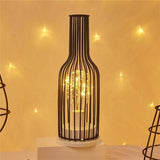 Hollow Out Wine Bottle Glass LED Lamp