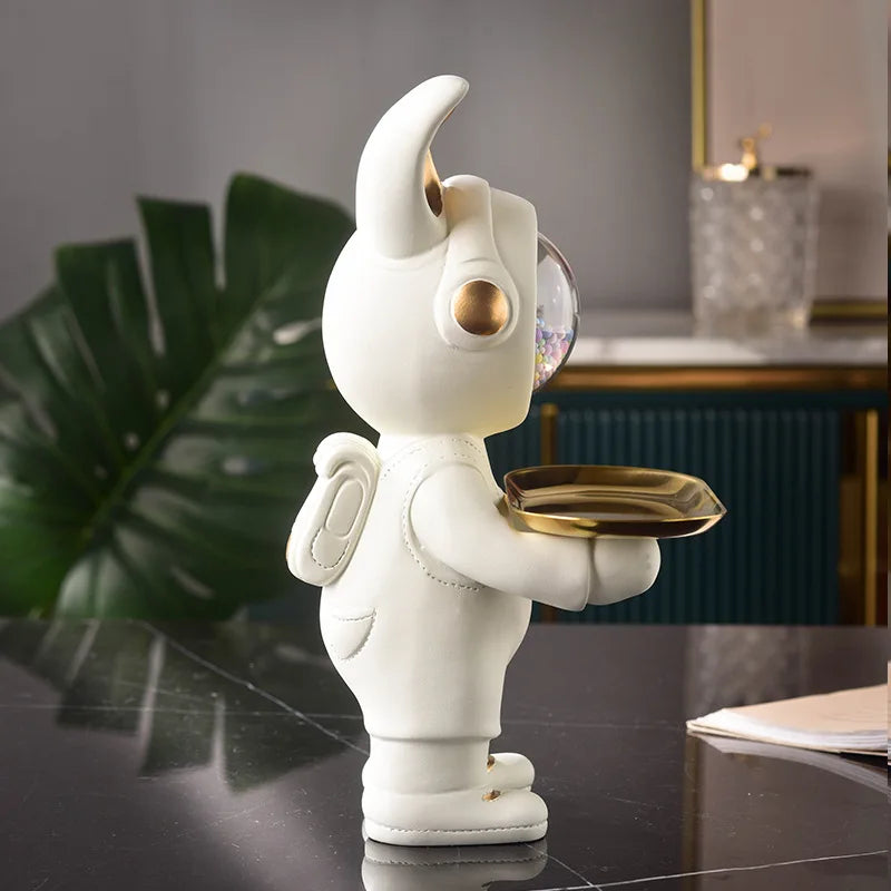 Rabbit Butler Space Suit Key Holder Resin Sculpture