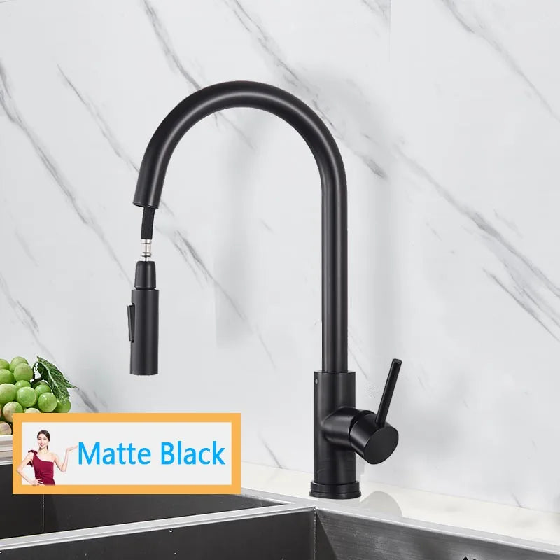 Extendable Touch Pull Out Sensor 360 Rotation Kitchen Faucet