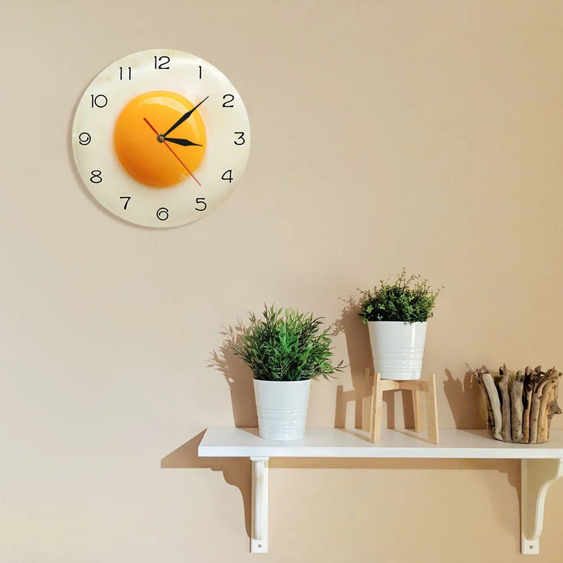 3D Sunny Side Up Fried Egg Wall Art Clock