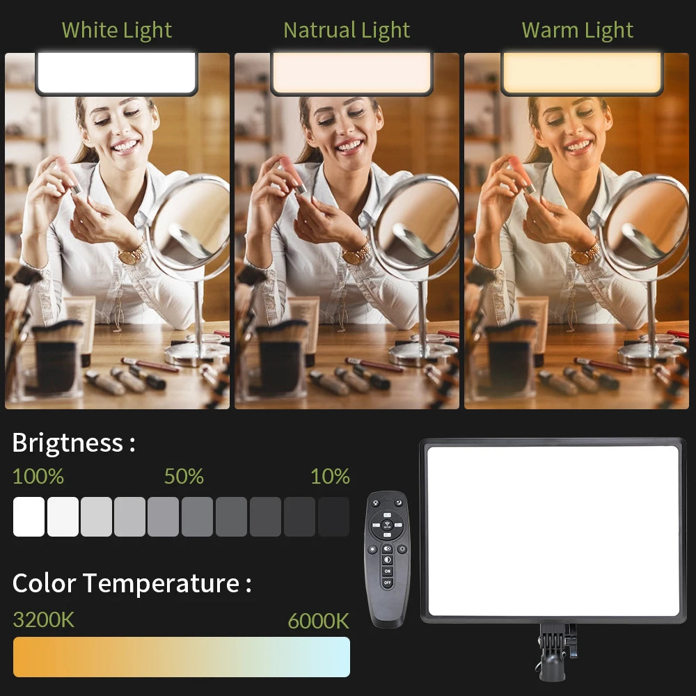 LED Dimmable Panel With Phone Clip Remote Control Lighting