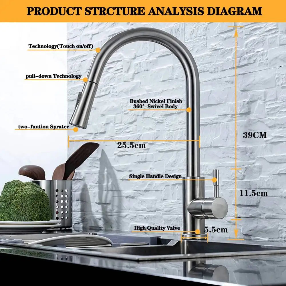 Pull Out Sensor Kitchen Touch Control Faucet