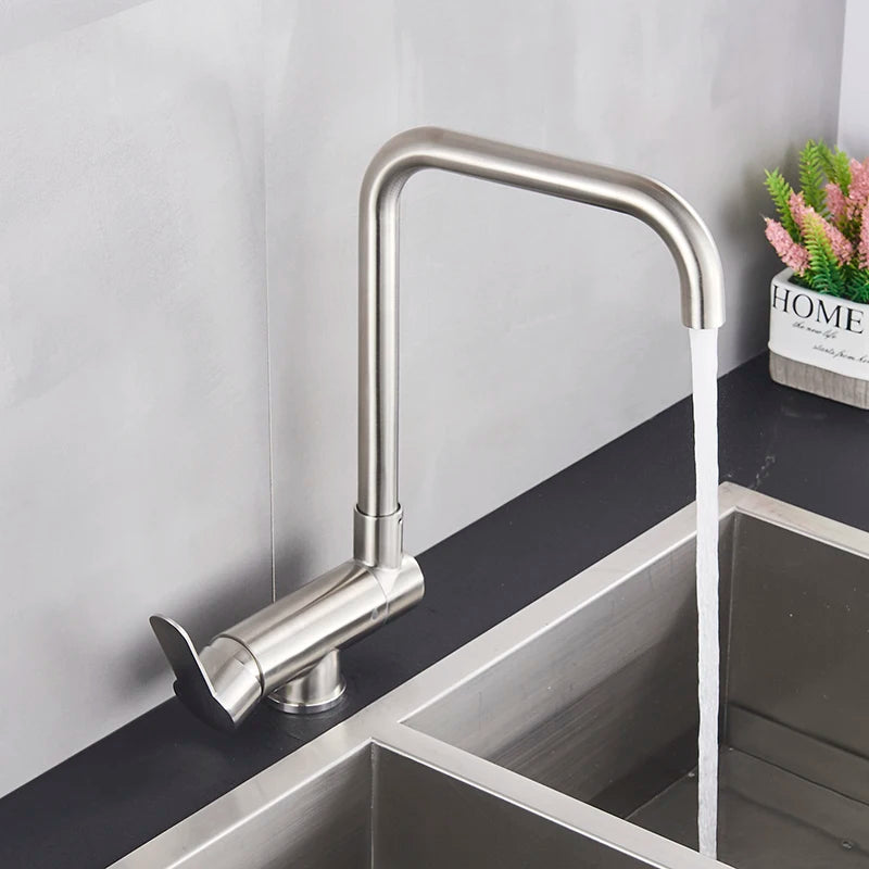 360° Rotation Folding Down Single Hole Sink Faucet