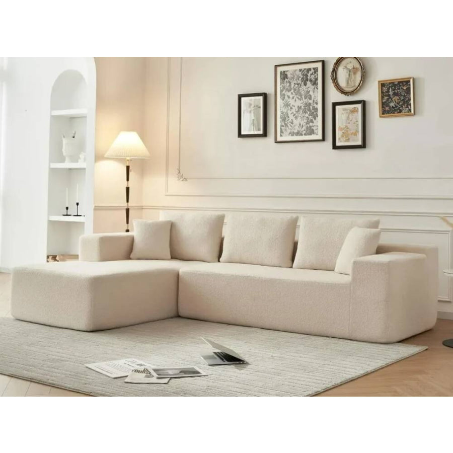 5-Seater Modular Sectional Couch in Sherpa Fabric