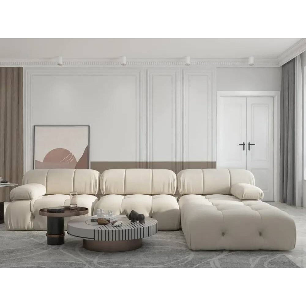 L-Shaped Modular Sectional Sofa with Ottomans, Four-Seater Living Room Couch