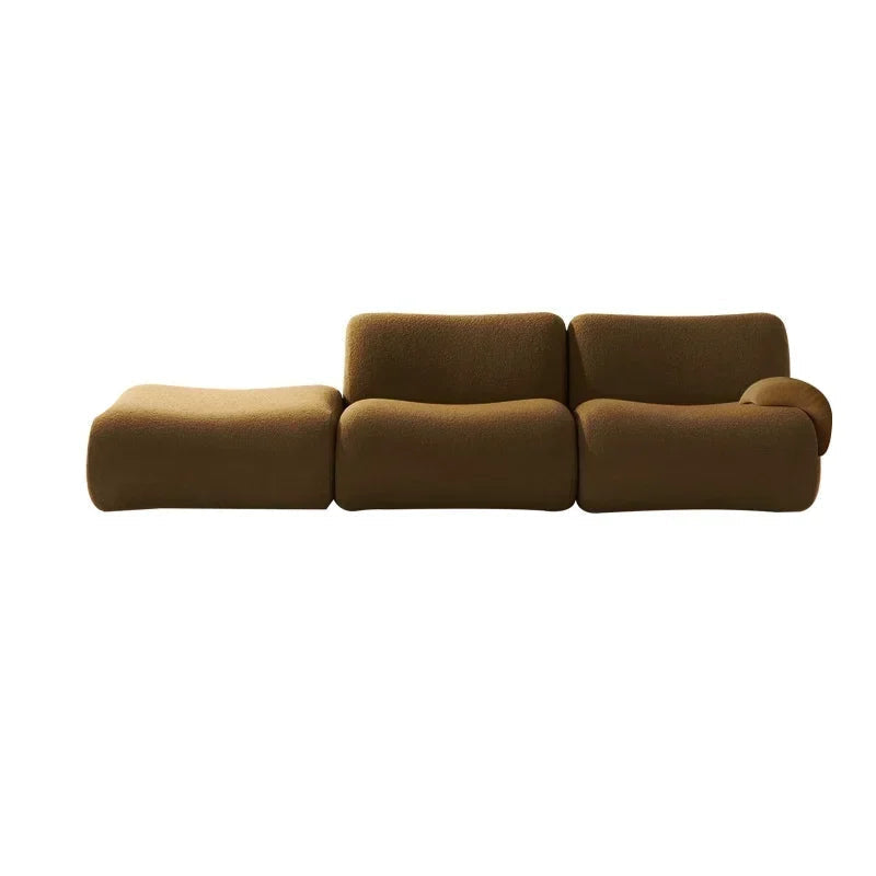 L Shaped Velvet Ottoman Corner Compressed Sofa