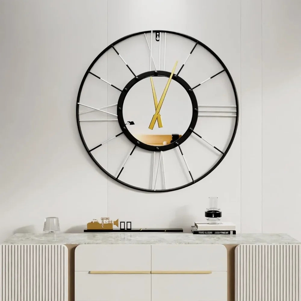 Metal Frame Silent Wall Decor Clock