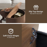 Wood Round Storage Modern Sliding Cabinet Coffee Table