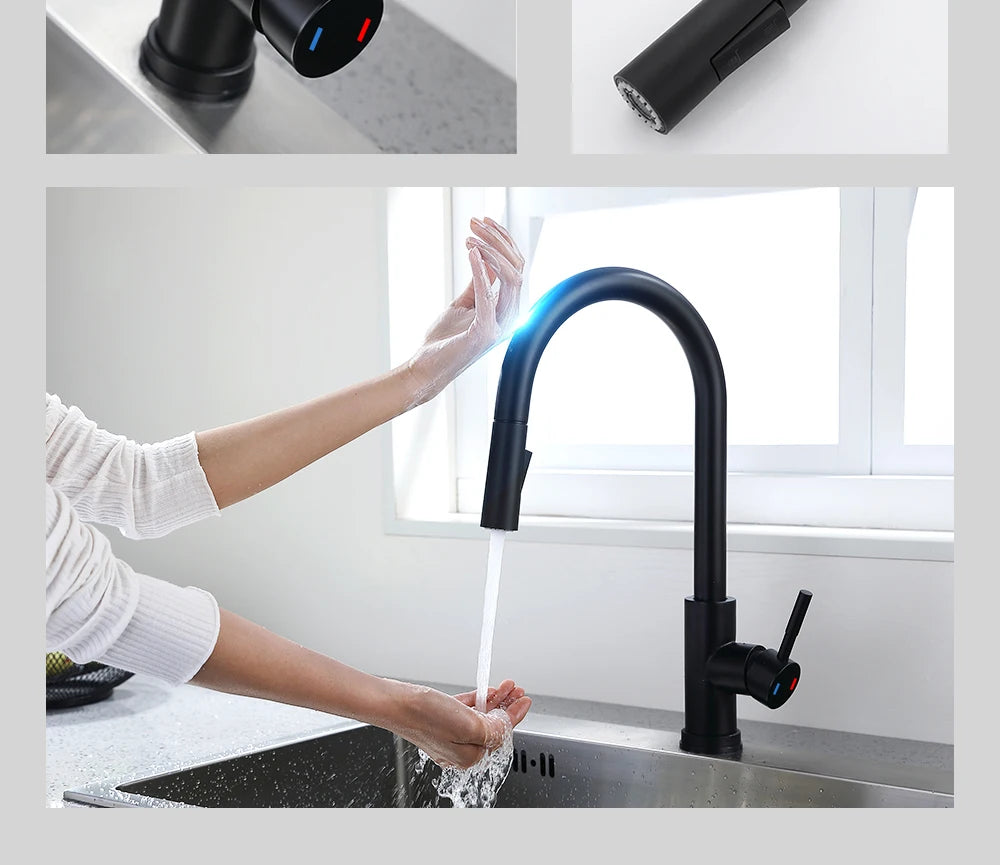 Pull Out Sensor Kitchen Touch Control Faucet