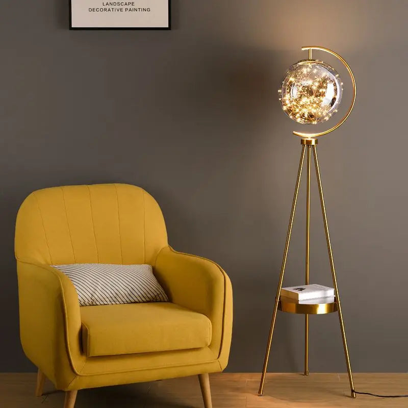 Globe Clear Smoky Glass Round Standing Light
