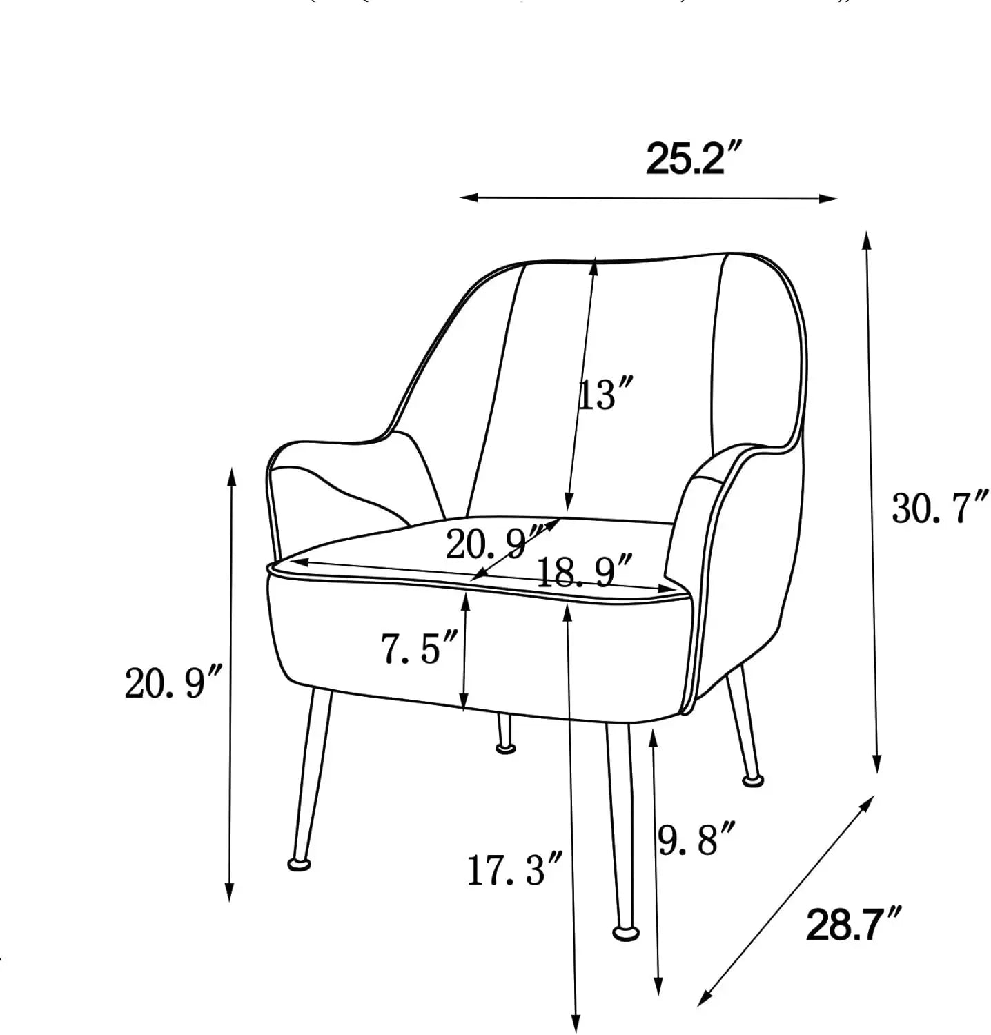 Accent Upholstered Armchair Tufted Metal Legs Chair