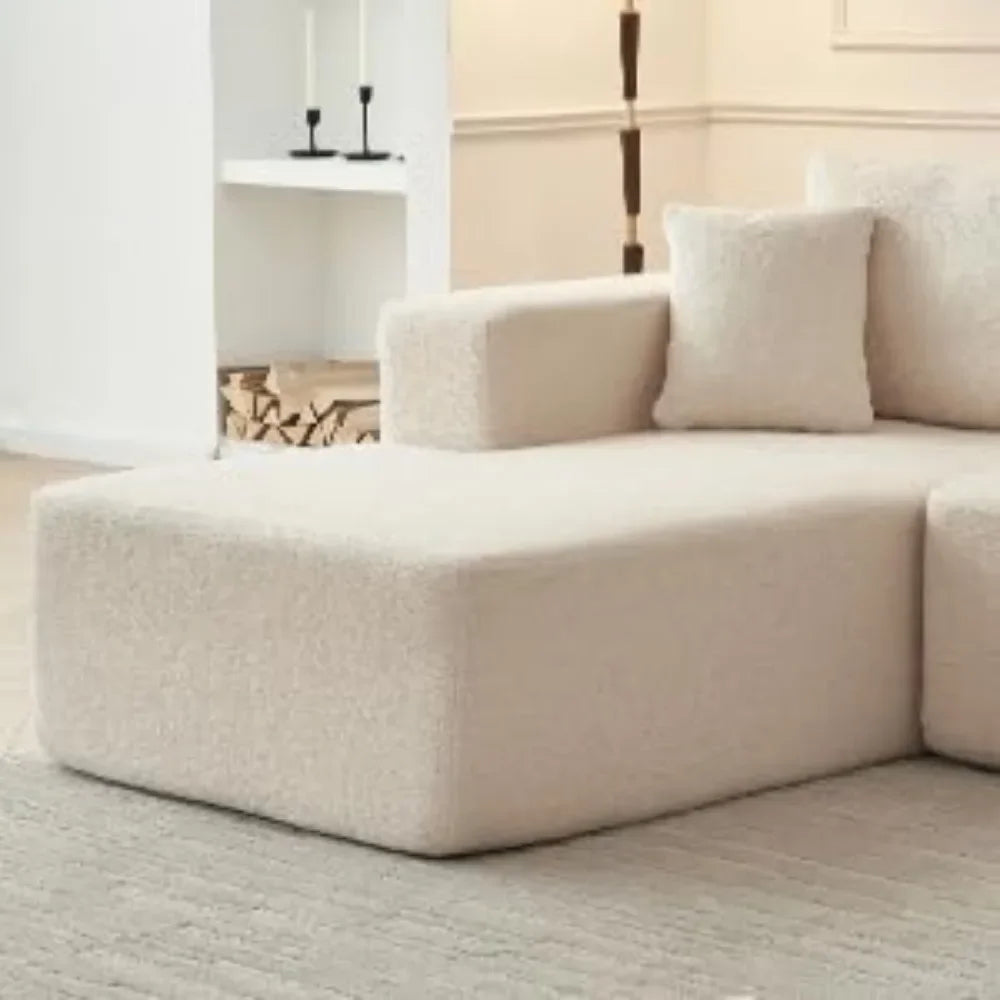 5-Seater Modular Sectional Couch in Sherpa Fabric