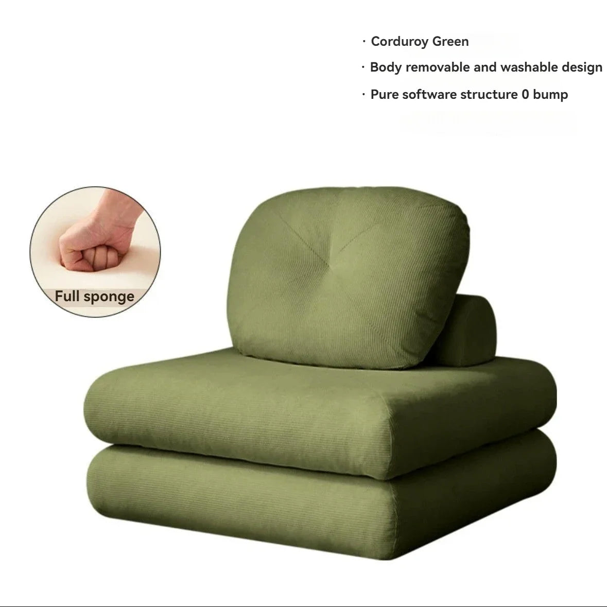 Corduroy Futon Sponge Filling Lumbar Pillow Armless Sofa