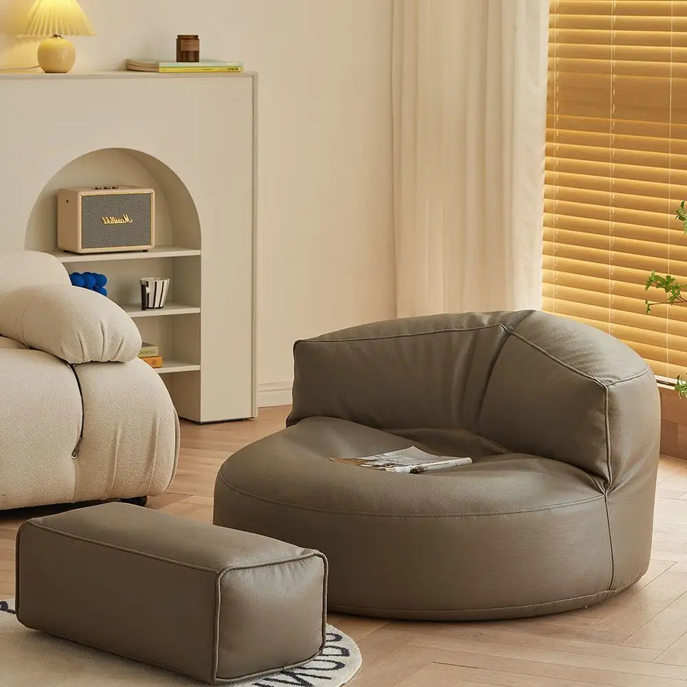 PU Leather Bean Bag Filling Round Lazy Floor Sofa