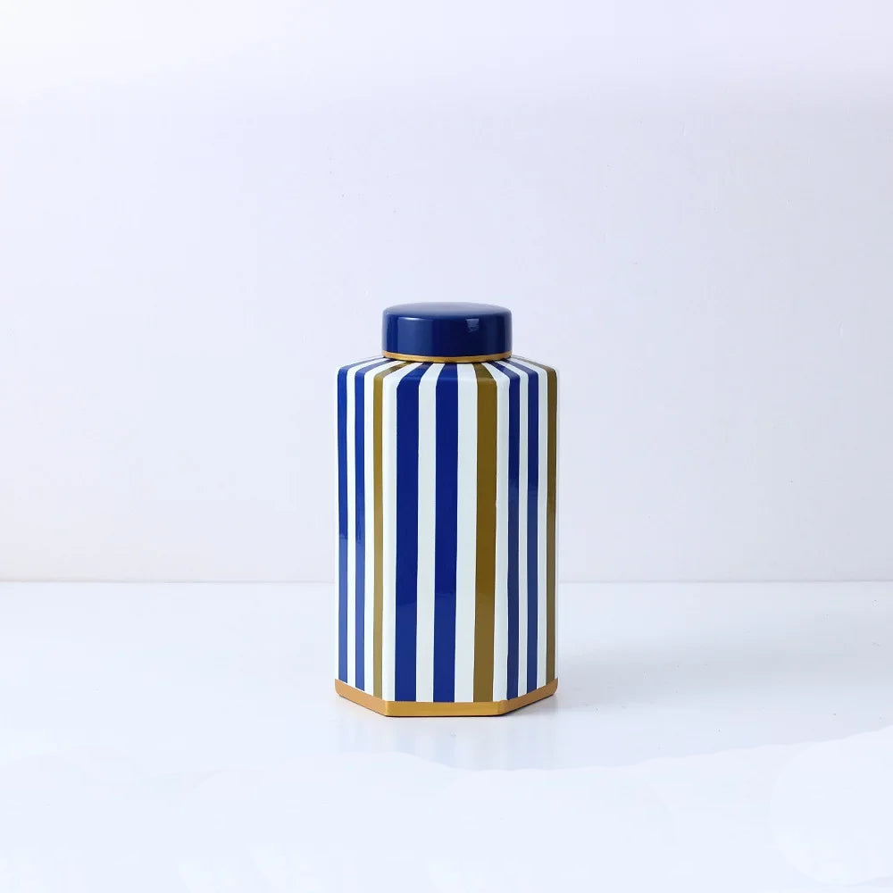 Hexagonal Striped Grid Pot Modern Minimalist Vase