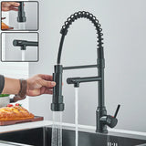 Kitchen Pull Down Dual Spout 360 Rotation Deck Mounted Faucet