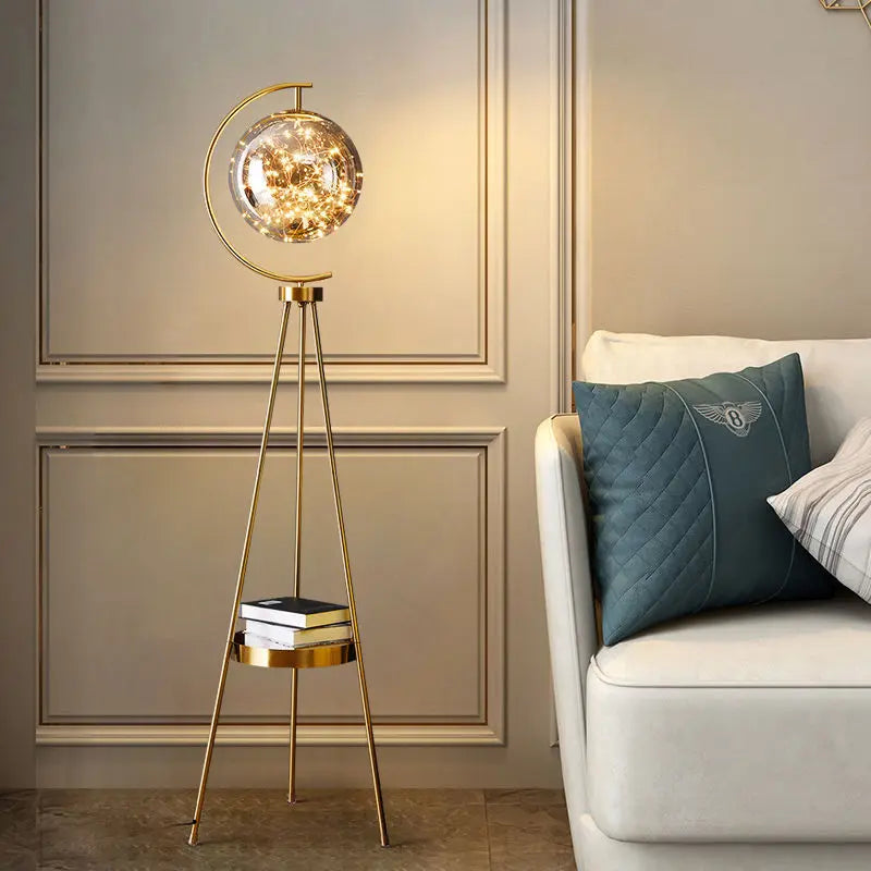 Globe Clear Smoky Glass Round Standing Light