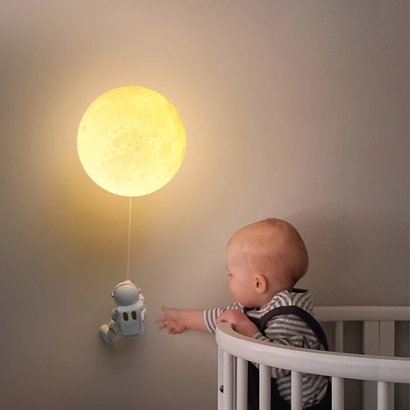Moon Minimalist Beside Astronaut  Wall Lamp