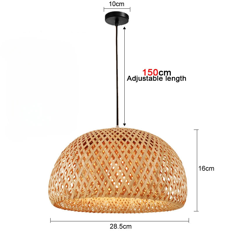 Bamboo Chandelier Pendant Lamp Hanging Wood Ceiling Light