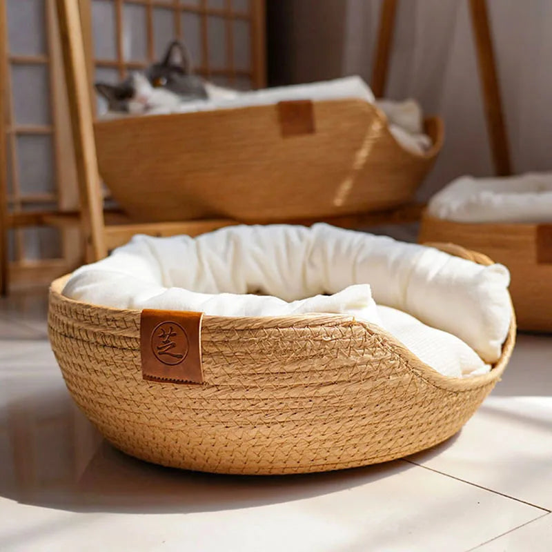 Cozy Bamboo Fabric Handmade Pet Bed for Pets