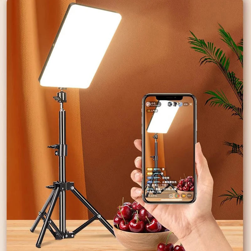 LED Rectangular Video Dimmable Lighting Kit Long Arm Tripod Stand