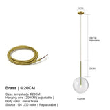 Clear Glass Ball Bedside Pendant Hanging Lamp