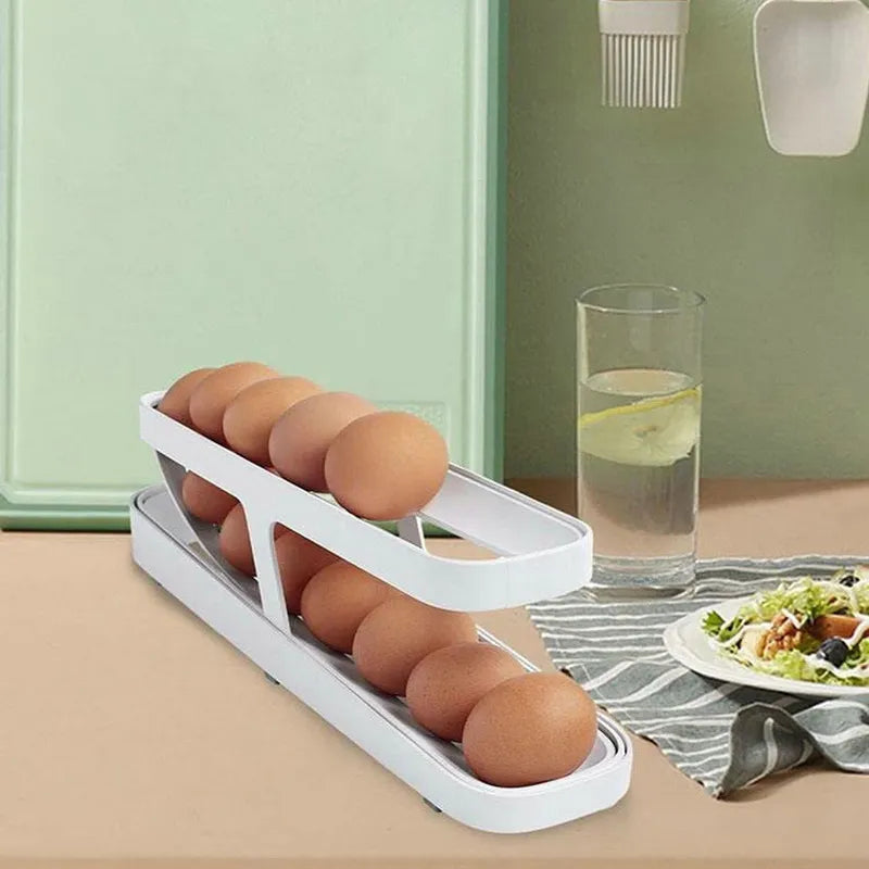 Automatic Moving Egg Rack Roll Up Organizer