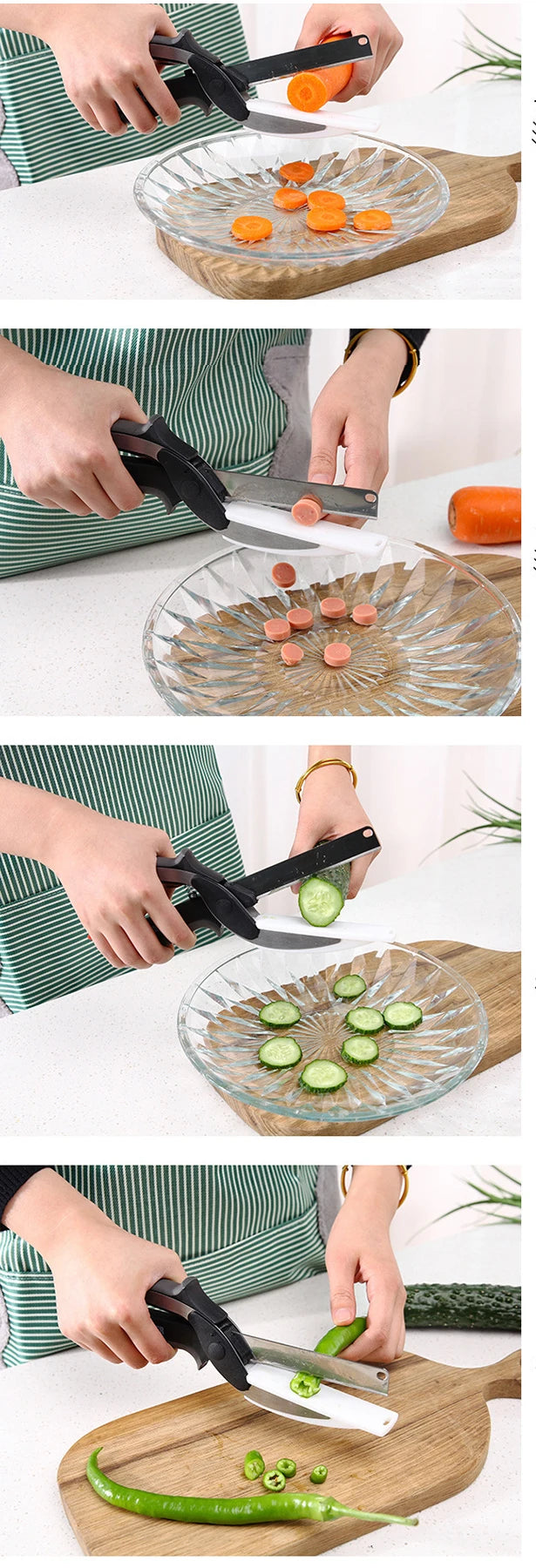 2 In 1 Multi Kitchen Tool Knife Stainless Steel Cutting Scissors